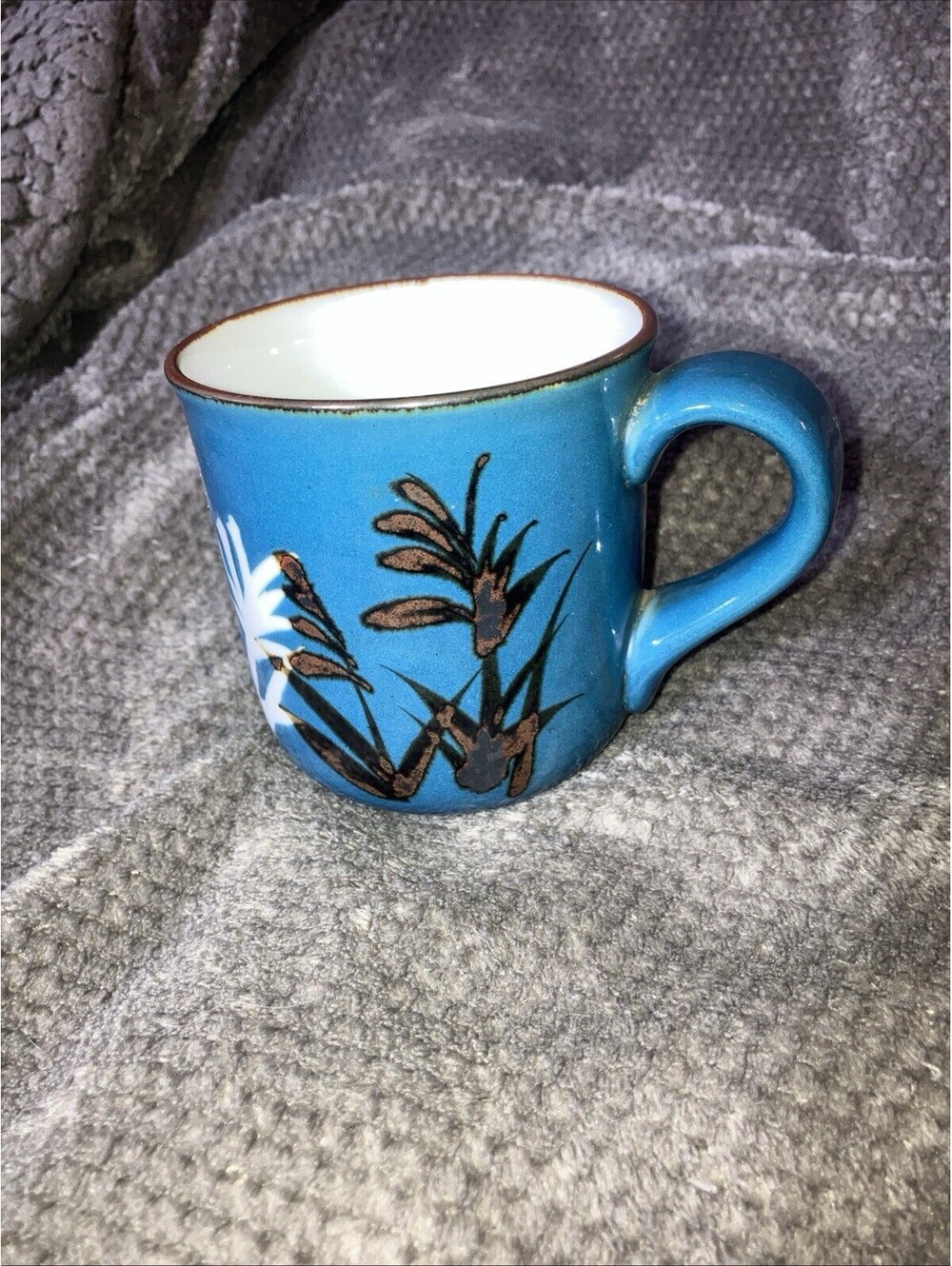 VTG Potter's Selection by Ranmaru -Blue Brown Stoneware 4” Tall Mug Japan